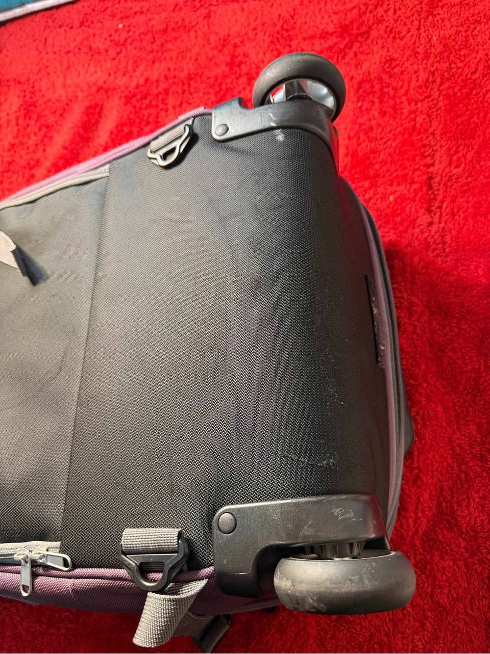 Men's Black and Purple Roll-Top Travel Bag - Unbranded